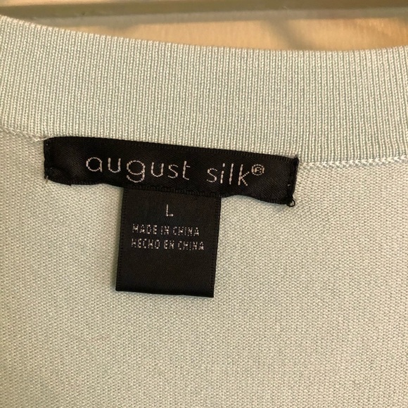 August Silk pale green sweater. Size Large. - Picture 3 of 6